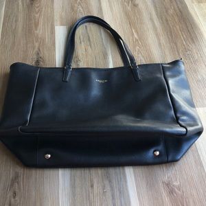 Coach black leather top handle tote